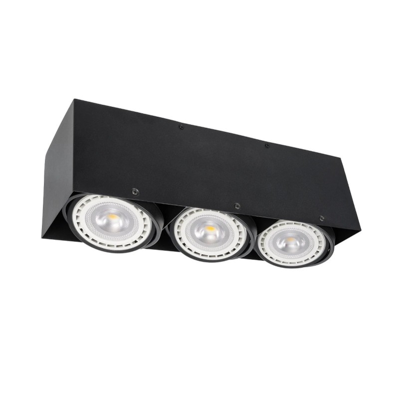 GloboStar® MAGMA 60628 Μοντέρνο Φωτιστικό Οροφής Σποτ Τρίφωτο 3 x GU10 IP20 Μαύρο Αλουμίνιο - Μ45 x Π15 x Υ13cm