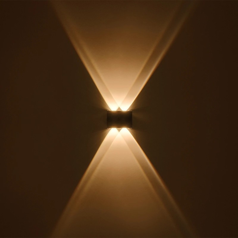 GLOBOSTAR® SIXOAD 60677 Μοντέρνο Φωτιστικό Τοίχου - Απλίκα LED 8W 1000lm 30° AC 220-240V Αδιάβροχο IP65 Θερμό Λευκό 2700K - CREE XPE Chip & TÜV SÜD Driver - Μαύρο Ματ - Μ12 x Π4 x Υ8cm - 5 Χρόνια Εγγύηση