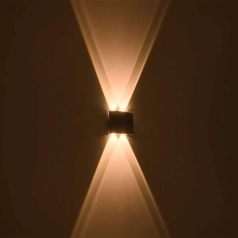 GLOBOSTAR® SIXOAD 60677 Μοντέρνο Φωτιστικό Τοίχου - Απλίκα LED 8W 1000lm 30° AC 220-240V Αδιάβροχο IP65 Θερμό Λευκό 2700K - CREE XPE Chip & TÜV SÜD Driver - Μαύρο Ματ - Μ12 x Π4 x Υ8cm - 5 Χρόνια Εγγύηση