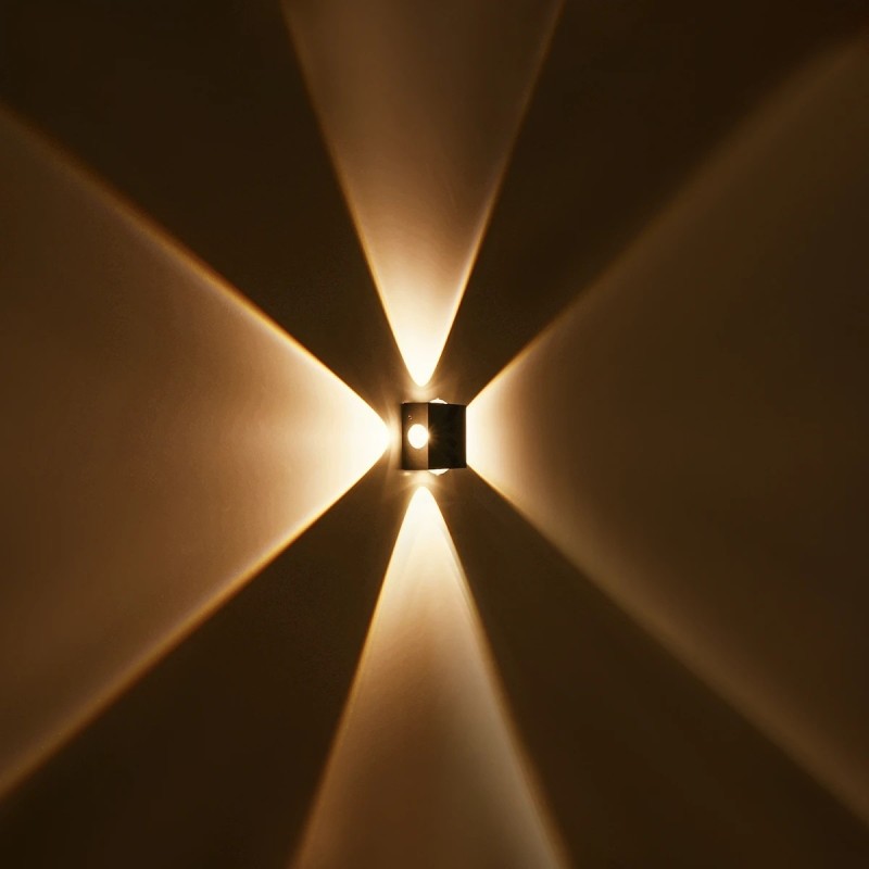 GLOBOSTAR® HIKARI 60686 Μοντέρνο Φωτιστικό Τοίχου - Απλίκα LED 8W 1000lm 30° AC 220-240V Αδιάβροχο IP65 Θερμό Λευκό 2700K - CREE XPE Chip & TÜV SÜD Driver - Μαύρο Ματ - Μ9 x Π4 x Υ9cm - 5 Χρόνια Εγγύηση