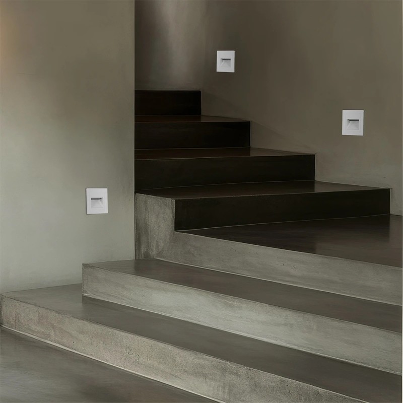 kelvo® STEPART KLV-101-0079 Χωνευτό Φωτιστικό Σκαλοπατιού / Διαδρόμου LED 3W 375lm 45° AC 220-240V Αδιάβροχο IP65 Θερμό Λευκό 2700K - Lumileds SMD Chip & TÜV SÜD Driver - Λευκό Ματ - Μ8.5 x Π5 x Υ8.5cm / Q6.7 x 6.7cm - 5 Χρόνια Εγγύηση