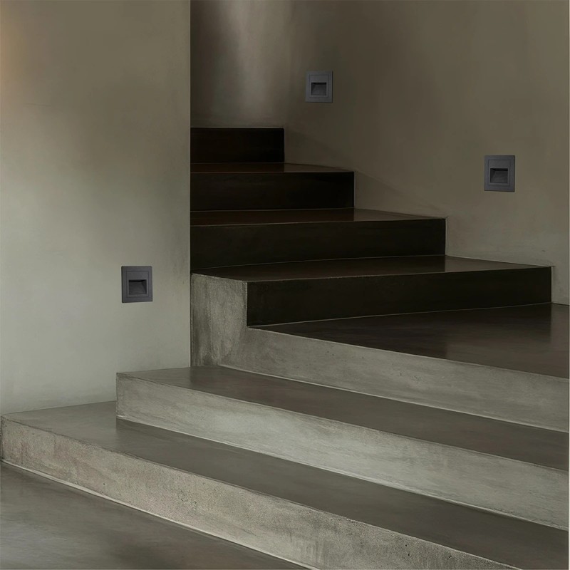 kelvo® STEPART KLV-101-0078 Χωνευτό Φωτιστικό Σκαλοπατιού / Διαδρόμου LED 3W 375lm 45° AC 220-240V Αδιάβροχο IP65 Θερμό Λευκό 2700K - Lumileds SMD Chip & TÜV SÜD Driver - Γκρι Ανθρακί Ματ - Μ8.5 x Π5 x Υ8.5cm / Q6.7 x 6.7cm - 5 Χρόνια Εγγύηση