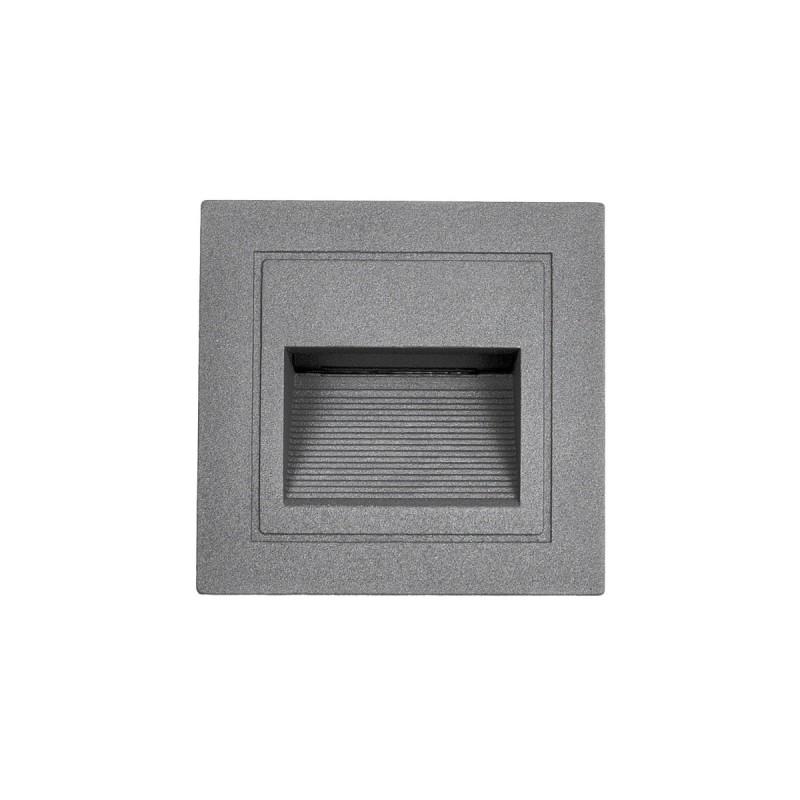 kelvo® STEPART KLV-101-0078 Χωνευτό Φωτιστικό Σκαλοπατιού / Διαδρόμου LED 3W 375lm 45° AC 220-240V Αδιάβροχο IP65 Θερμό Λευκό 2700K - Lumileds SMD Chip & TÜV SÜD Driver - Γκρι Ανθρακί Ματ - Μ8.5 x Π5 x Υ8.5cm / Q6.7 x 6.7cm - 5 Χρόνια Εγγύηση