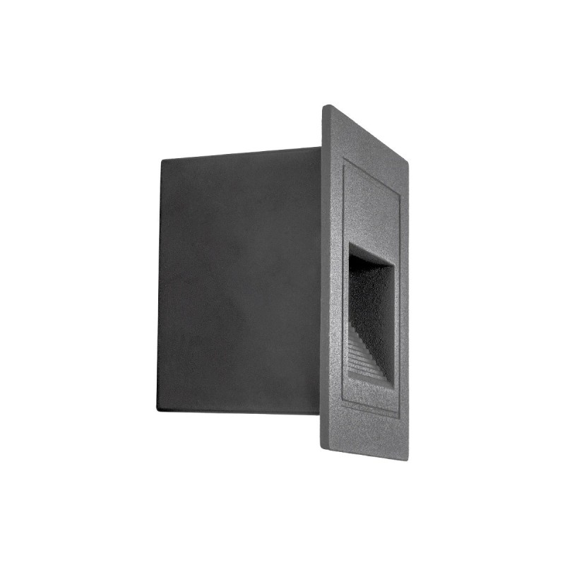 kelvo® STEPART KLV-101-0078 Χωνευτό Φωτιστικό Σκαλοπατιού / Διαδρόμου LED 3W 375lm 45° AC 220-240V Αδιάβροχο IP65 Θερμό Λευκό 2700K - Lumileds SMD Chip & TÜV SÜD Driver - Γκρι Ανθρακί Ματ - Μ8.5 x Π5 x Υ8.5cm / Q6.7 x 6.7cm - 5 Χρόνια Εγγύηση