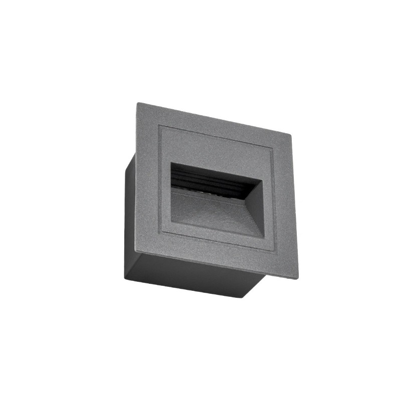 kelvo® STEPART KLV-101-0078 Χωνευτό Φωτιστικό Σκαλοπατιού / Διαδρόμου LED 3W 375lm 45° AC 220-240V Αδιάβροχο IP65 Θερμό Λευκό 2700K - Lumileds SMD Chip & TÜV SÜD Driver - Γκρι Ανθρακί Ματ - Μ8.5 x Π5 x Υ8.5cm / Q6.7 x 6.7cm - 5 Χρόνια Εγγύηση