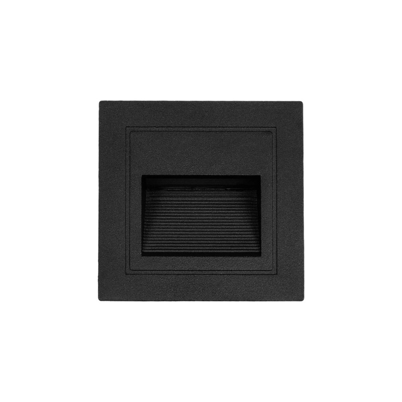 kelvo® STEPART KLV-101-0077 Χωνευτό Φωτιστικό Σκαλοπατιού / Διαδρόμου LED 3W 375lm 45° AC 220-240V Αδιάβροχο IP65 Θερμό Λευκό 2700K - Lumileds SMD Chip & TÜV SÜD Driver - Μαύρο Ματ - Μ8.5 x Π5 x Υ8.5cm / Q6.7 x 6.7cm - 5 Χρόνια Εγγύηση