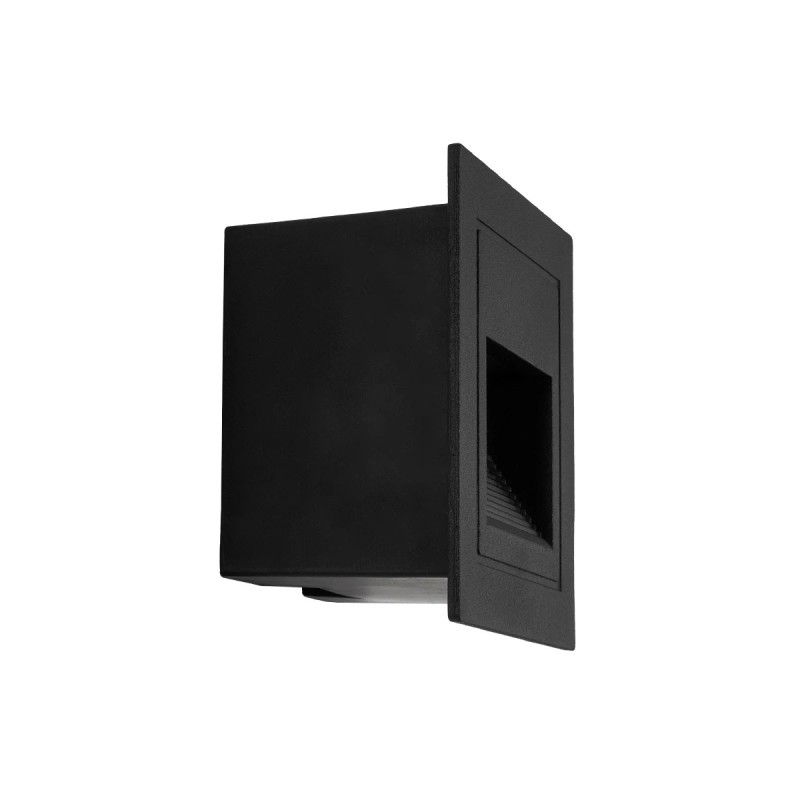 kelvo® STEPART KLV-101-0077 Χωνευτό Φωτιστικό Σκαλοπατιού / Διαδρόμου LED 3W 375lm 45° AC 220-240V Αδιάβροχο IP65 Θερμό Λευκό 2700K - Lumileds SMD Chip & TÜV SÜD Driver - Μαύρο Ματ - Μ8.5 x Π5 x Υ8.5cm / Q6.7 x 6.7cm - 5 Χρόνια Εγγύηση