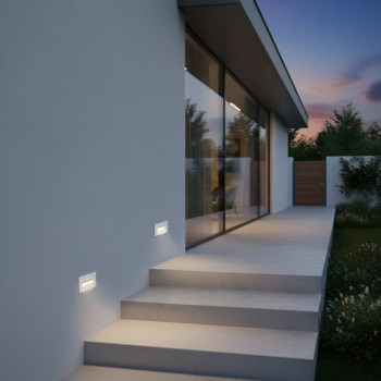 kelvo® STEPART KLV-101-0082 Χωνευτό Φωτιστικό Σκαλοπατιού / Διαδρόμου LED 3W 375lm 45° AC 220-240V Αδιάβροχο IP65 Θερμό Λευκό 2700K - Lumileds SMD Chip & TÜV SÜD Driver - Λευκό Ματ - Μ10.5 x Π4.5 x Υ6cm / Q9.12 x 4.49cm - 5 Χρόνια Εγγύηση