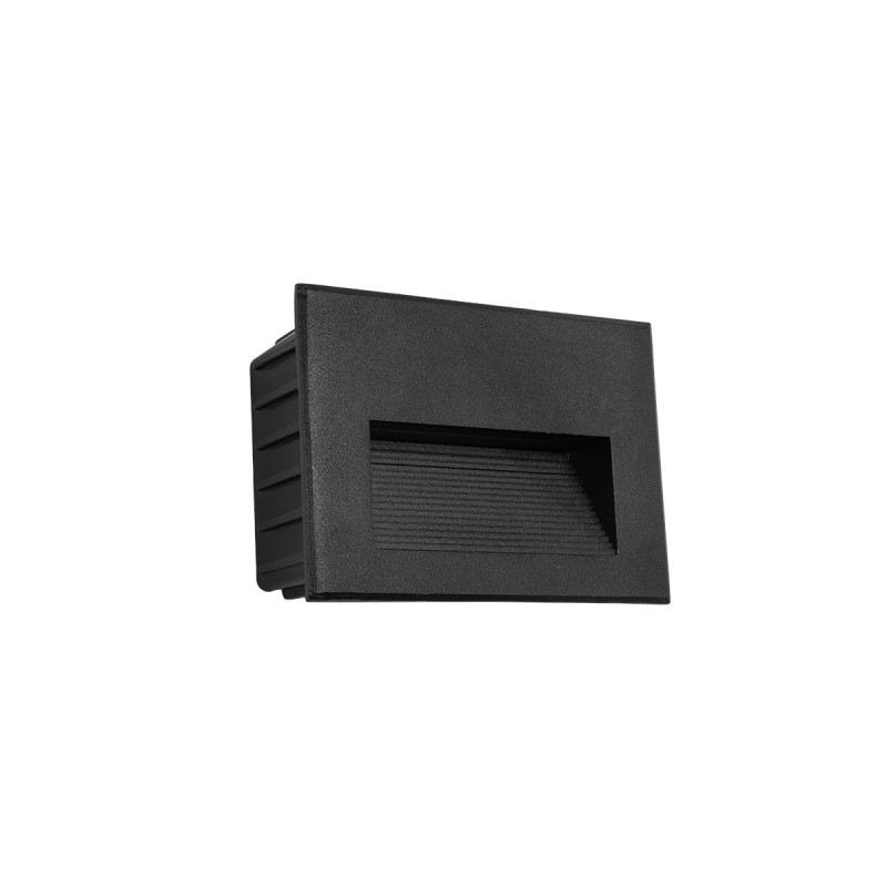 kelvo® STEPART KLV-101-0083 Χωνευτό Φωτιστικό Σκαλοπατιού / Διαδρόμου LED 3W 375lm 45° AC 220-240V Αδιάβροχο IP65 Θερμό Λευκό 2700K - Lumileds SMD Chip & TÜV SÜD Driver - Μαύρο Ματ - Μ11.5 x Π5.3 x Υ8.3cm / Q10.6 x 7.6cm - 5 Χρόνια Εγγύηση