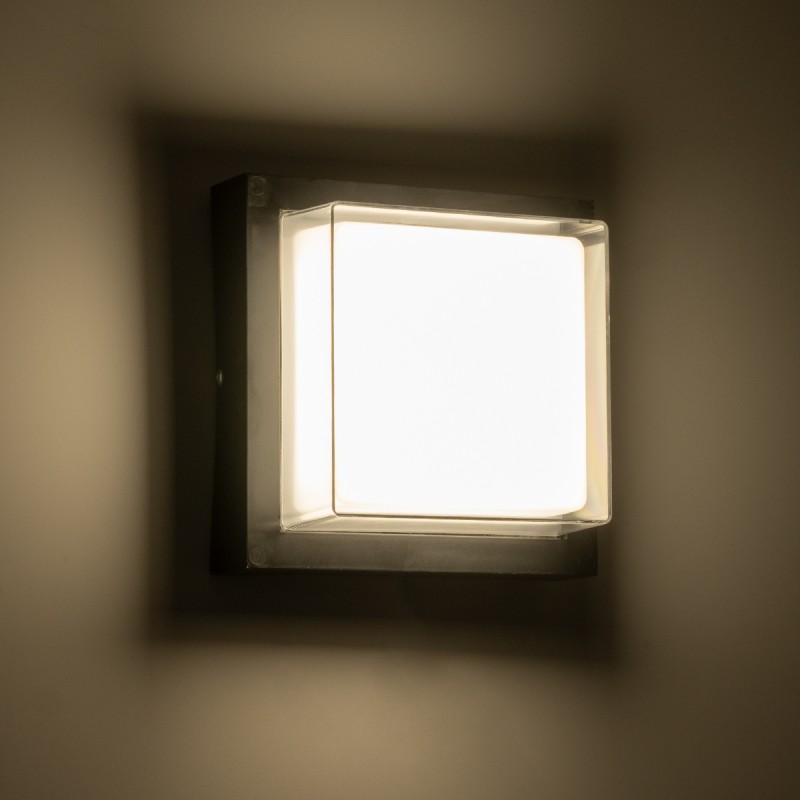 GLOBOSTAR® NEXUS 60767 Φωτιστικό Τοίχου - Απλίκα  Εσωτερικού/Εξωτερικού Χώρου LED 10W 1050lm 120° AC175-265V Αδιάβροχο IP65 - Πλαστικό Σώμα - Φυσικό λευκό 4500K - Μ17 x Π17 x Υ9cm - Μαύρο - Bridgelux Chip - 3 Χρόνια Εγγύηση