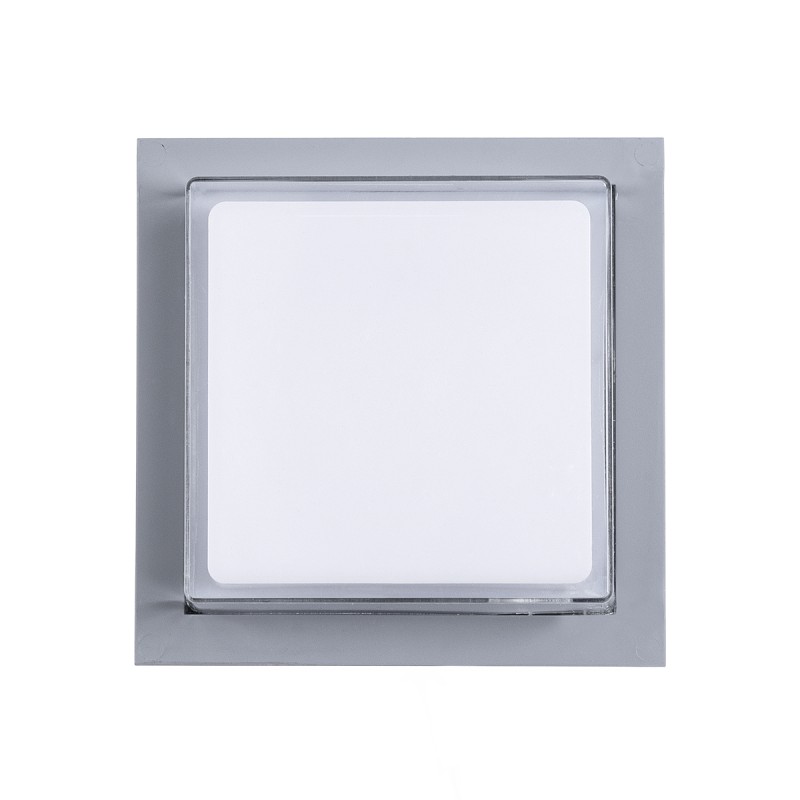 GLOBOSTAR® NEXUS 60768 Φωτιστικό Τοίχου - Απλίκα Εσωτερικού/Εξωτερικού Χώρου LED 10W 1050lm 120° AC175-265V Αδιάβροχο IP65 - Πλαστικό Σώμα - Φυσικό λευκό 4500K - Μ17 x Π17 x Υ9cm - Γκρι - Bridgelux Chip - 3 Χρόνια Εγγύηση