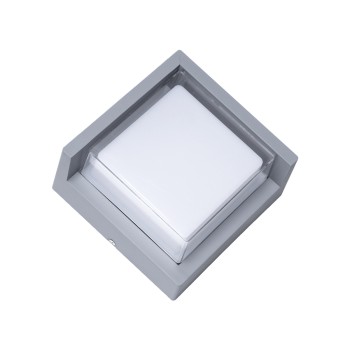 GLOBOSTAR® APEX 60771 Μοντέρνο Φωτιστικό Τοίχου - Απλίκα LED 10W 1050lm 120° AC 220-240V Αδιάβροχο IP65 Φυσικό Λευκό 4500K - Bridgelux SMD Chip - Γκρι - Μ17 x Π17 x Υ9cm - 3 Χρόνια Εγγύηση