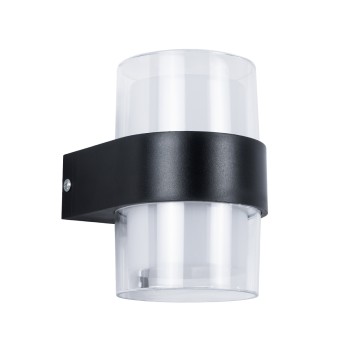 GLOBOSTAR® EMPIRE 60776 Μοντέρνο Φωτιστικό Τοίχου - Απλίκα LED 10W 1050lm 120° AC 220-240V Αδιάβροχο IP65 Φυσικό Λευκό 4500K - Bridgelux SMD Chip & TÜV SÜD Driver - Διάφανο & Μαύρο Ματ - M10 x Π11 x Υ13.5cm - 3 Χρόνια Εγγύηση