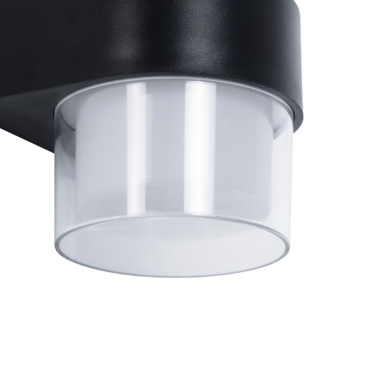 GLOBOSTAR® EMPIRE 60777  Φωτιστικό Τοίχου - Απλίκα Εσωτερικού/Εξωτερικού Χώρου LED 10W 1050lm 120° AC175-265V Αδιάβροχο IP65 - Πλαστικό Σώμα - Θερμό λευκό 2700K - M10 x Π11 x Υ13.5cm - Μαύρο - Bridgelux Chip - 3 Χρόνια Εγγύηση