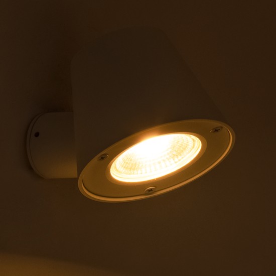 GloboStar® GARDENIA 60797 Φωτιστικό Τοίχου - Απλίκα Αρχιτεκτονικού Φωτισμού Εσωτερικού/Εξωτερικού Χώρου Up or Down LED 7W 700lm 60° AC220-240V Αδιάβροχο IP65 - Σώμα Αλουμινίου & Tempered Glass - Μ9.5 x Π13 x Υ7.7cm - Θερμό Λευκό 2700K - Λευκό - Bridge