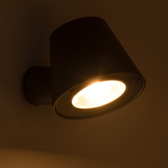 GloboStar® GARDENIA 60798 Φωτιστικό Τοίχου - Απλίκα Αρχιτεκτονικού Φωτισμού Εσωτερικού/Εξωτερικού Χώρου Up or Down LED 7W 700lm 60° AC220-240V Αδιάβροχο IP65 - Σώμα Αλουμινίου & Tempered Glass - Μ9.5 x Π13 x Υ7.7cm - Θερμό Λευκό 2700K - Γκρι Ανθρακί -