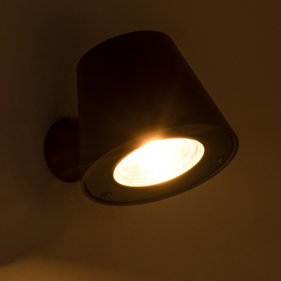 GloboStar® GARDENIA 60799 Φωτιστικό Τοίχου - Απλίκα Αρχιτεκτονικού Φωτισμού Εσωτερικού/Εξωτερικού Χώρου Up or Down LED 7W 700lm 60° AC220-240V Αδιάβροχο IP65 - Σώμα Αλουμινίου & Tempered Glass - Μ9.5 x Π13 x Υ7.7cm - Θερμό Λευκό 2700K - Μαύρο - Bridge