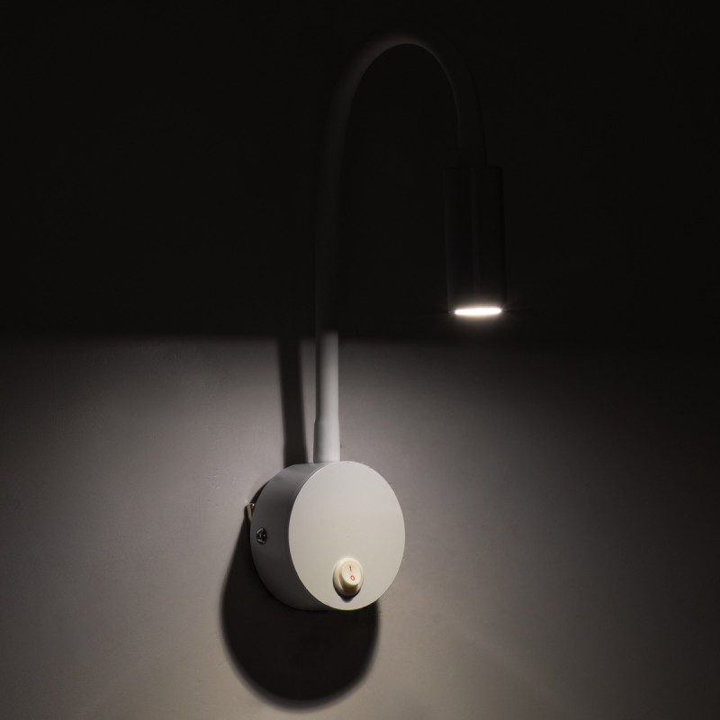 GloboStar® GOOSE 60876 Μοντέρνο Φωτιστικό Τοίχου - Απλίκα Ξενοδοχείου Bed Side LED 3W 300lm 36° AC 220-240V - Reading Light - Μ6.5 x Π15 x Υ24.5cm - Φυσικό Λευκό 4500K - Λευκό - 3 Xρόνια Εγγύηση