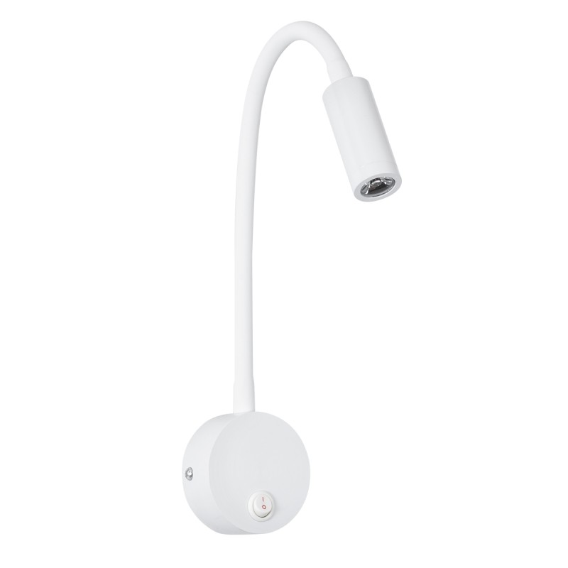 GloboStar® GOOSE 60876 Μοντέρνο Φωτιστικό Τοίχου - Απλίκα Ξενοδοχείου Bed Side LED 3W 300lm 36° AC 220-240V - Reading Light - Μ6.5 x Π15 x Υ24.5cm - Φυσικό Λευκό 4500K - Λευκό - 3 Xρόνια Εγγύηση