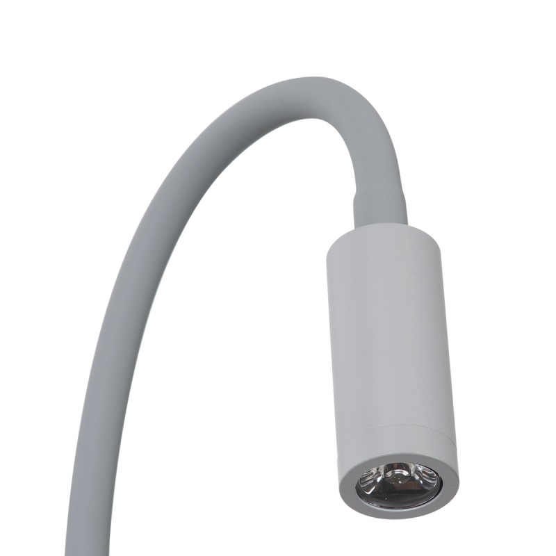 GloboStar® GOOSE 60877 Μοντέρνο Φωτιστικό Τοίχου - Απλίκα Ξενοδοχείου Bed Side LED 3W 300lm 36° AC 220-240V - Reading Light - Μ6.5 x Π15 x Υ24.5cm - Φυσικό Λευκό 4500K - Γκρι Ανθρακί - 3 Xρόνια Εγγύηση