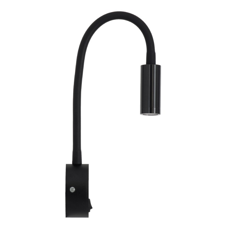 GloboStar® GOOSE 60878 Μοντέρνο Φωτιστικό Τοίχου - Απλίκα Ξενοδοχείου Bed Side LED 3W 300lm 36° AC 220-240V - Reading Light - Μ6.5 x Π15 x Υ24.5cm - Φυσικό Λευκό 4500K - Μαύρο - 3 Xρόνια Εγγύηση