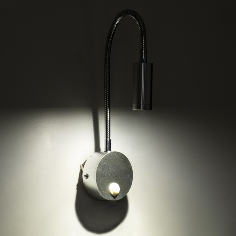 GloboStar® GOOSE 60879 Μοντέρνο Φωτιστικό Τοίχου - Απλίκα Ξενοδοχείου Bed Side LED 3W 300lm 36° AC 220-240V - Reading Light - Μ6.5 x Π15 x Υ24.5cm - Φυσικό Λευκό 4500K - Ασημί Νίκελ - 3 Xρόνια Εγγύηση