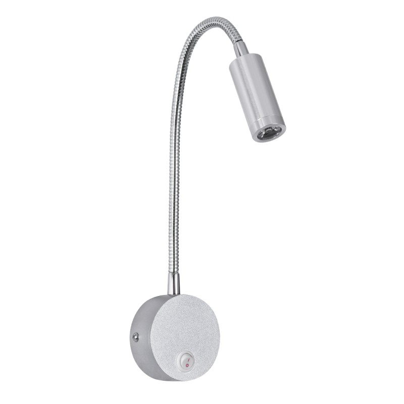 GloboStar® GOOSE 60879 Μοντέρνο Φωτιστικό Τοίχου - Απλίκα Ξενοδοχείου Bed Side LED 3W 300lm 36° AC 220-240V - Reading Light - Μ6.5 x Π15 x Υ24.5cm - Φυσικό Λευκό 4500K - Ασημί Νίκελ - 3 Xρόνια Εγγύηση