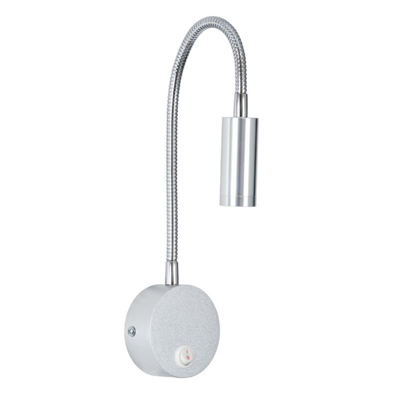 GloboStar® GOOSE 60879 Μοντέρνο Φωτιστικό Τοίχου - Απλίκα Ξενοδοχείου Bed Side LED 3W 300lm 36° AC 220-240V - Reading Light - Μ6.5 x Π15 x Υ24.5cm - Φυσικό Λευκό 4500K - Ασημί Νίκελ - 3 Xρόνια Εγγύηση