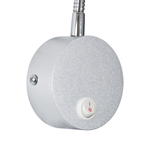 GloboStar® GOOSE 60879 Μοντέρνο Φωτιστικό Τοίχου - Απλίκα Ξενοδοχείου Bed Side LED 3W 300lm 36° AC 220-240V - Reading Light - Μ6.5 x Π15 x Υ24.5cm - Φυσικό Λευκό 4500K - Ασημί Νίκελ - 3 Xρόνια Εγγύηση GloboStar® GOOSE 60879 Μοντέρνο Φωτιστικό Τοίχου - Απλίκα Ξενοδοχείου Bed Side LED 3W 300lm 36° AC 220-240V - Reading Light - Μ6.5 x Π15 x Υ24.5cm - Φυσικό Λευκό 4500K - Ασημί Νίκελ - 3 Xρόνια Εγγύηση