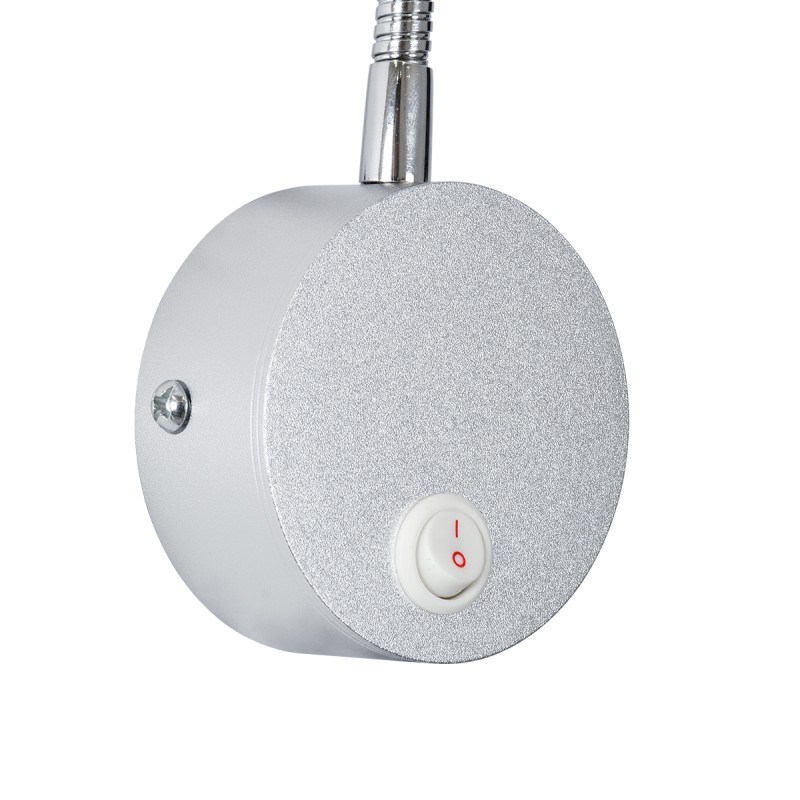 GloboStar® GOOSE 60879 Μοντέρνο Φωτιστικό Τοίχου - Απλίκα Ξενοδοχείου Bed Side LED 3W 300lm 36° AC 220-240V - Reading Light - Μ6.5 x Π15 x Υ24.5cm - Φυσικό Λευκό 4500K - Ασημί Νίκελ - 3 Xρόνια Εγγύηση