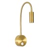 GloboStar® GOOSE 60880 Μοντέρνο Φωτιστικό Τοίχου - Απλίκα Ξενοδοχείου Bed Side LED 3W 300lm 36° AC 220-240V - Reading Light - Μ6.5 x Π15 x Υ24.5cm - Φυσικό Λευκό 4500K - Χρυσό Βούρτσας - 3 Xρόνια Εγγύηση