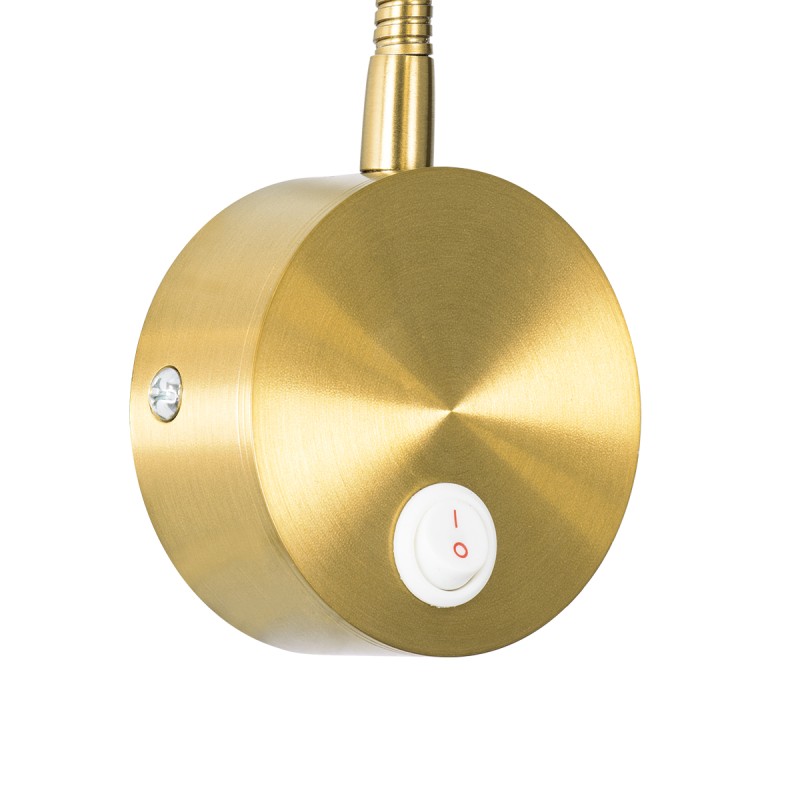 GloboStar® GOOSE 60880 Μοντέρνο Φωτιστικό Τοίχου - Απλίκα Ξενοδοχείου Bed Side LED 3W 300lm 36° AC 220-240V - Reading Light - Μ6.5 x Π15 x Υ24.5cm - Φυσικό Λευκό 4500K - Χρυσό Βούρτσας - 3 Xρόνια Εγγύηση