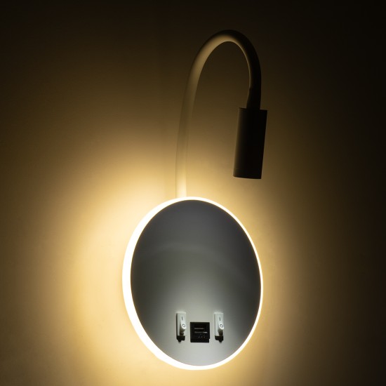 GloboStar® GOOSE 60881 Μοντέρνο Φωτιστικό Τοίχου - Απλίκα Ξενοδοχείου Bed Side LED 6W 600lm 36° & 360° AC 220-240V - Reading Light & 360° Κρυφός Φωτισμός - Φορτιστής USB 3A - Μ15.5 x Π15 x Υ30.5cm - Φυσικό Λευκό 4500K - Λευκό - 3 Xρόνια Εγγύηση GloboStar® GOOSE 60881 Μοντέρνο Φωτιστικό Τοίχου - Απλίκα Ξενοδοχείου Bed Side LED 6W 600lm 36° & 360° AC 220-240V - Reading Light & 360° Κρυφός Φωτισμός - Φορτιστής USB 3A - Μ15.5 x Π15 x Υ30.5cm - Φυσικό Λευκό 4500K - Λευκό - 3 Xρόνια Εγγύηση