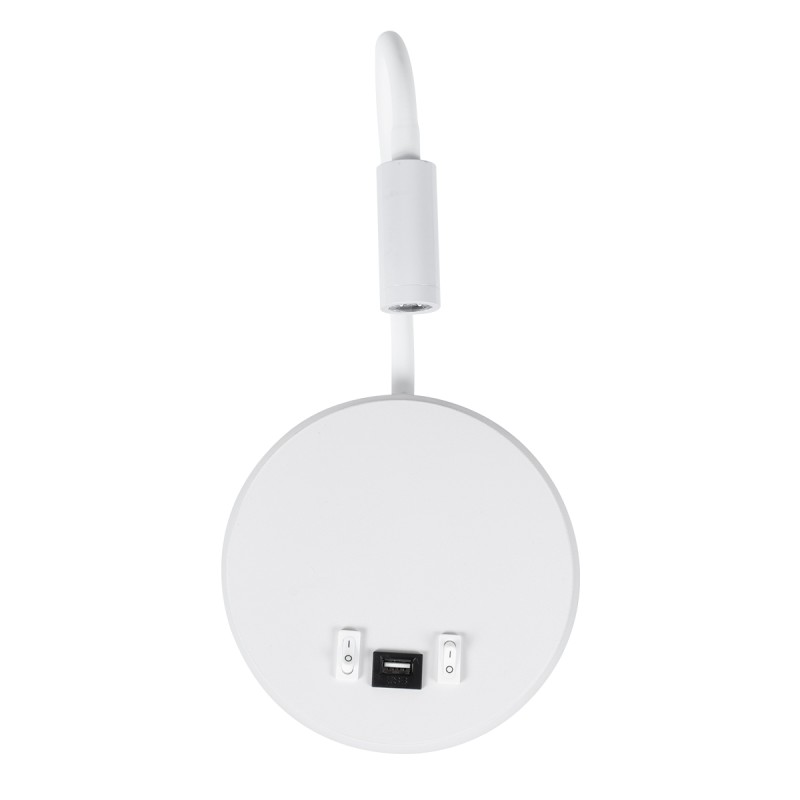 GloboStar® GOOSE 60881 Μοντέρνο Φωτιστικό Τοίχου - Απλίκα Ξενοδοχείου Bed Side LED 6W 600lm 36° & 360° AC 220-240V - Reading Light & 360° Κρυφός Φωτισμός - Φορτιστής USB 3A - Μ15.5 x Π15 x Υ30.5cm - Φυσικό Λευκό 4500K - Λευκό  - 3 Xρόνια Εγγύηση