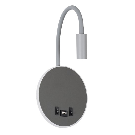 GloboStar® GOOSE 60882 Μοντέρνο Φωτιστικό Τοίχου - Απλίκα Ξενοδοχείου Bed Side LED 6W 600lm 36° & 360° AC 220-240V - Reading Light & 360° Κρυφός Φωτισμός - Φορτιστής USB 3A - Μ15.5 x Π15 x Υ30.5cm - Φυσικό Λευκό 4500K - Γκρι Ανθρακί - 3 Xρόνια Εγγ GloboStar® GOOSE 60882 Μοντέρνο Φωτιστικό Τοίχου - Απλίκα Ξενοδοχείου Bed Side LED 6W 600lm 36° & 360° AC 220-240V - Reading Light & 360° Κρυφός Φωτισμός - Φορτιστής USB 3A - Μ15.5 x Π15 x Υ30.5cm - Φυσικό Λευκό 4500K - Γκρι Ανθρακί - 3 Xρόνια Εγγ