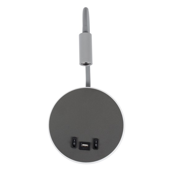GloboStar® GOOSE 60882 Μοντέρνο Φωτιστικό Τοίχου - Απλίκα Ξενοδοχείου Bed Side LED 6W 600lm 36° & 360° AC 220-240V - Reading Light & 360° Κρυφός Φωτισμός - Φορτιστής USB 3A - Μ15.5 x Π15 x Υ30.5cm - Φυσικό Λευκό 4500K - Γκρι Ανθρακί - 3 Xρόνια Εγγ GloboStar® GOOSE 60882 Μοντέρνο Φωτιστικό Τοίχου - Απλίκα Ξενοδοχείου Bed Side LED 6W 600lm 36° & 360° AC 220-240V - Reading Light & 360° Κρυφός Φωτισμός - Φορτιστής USB 3A - Μ15.5 x Π15 x Υ30.5cm - Φυσικό Λευκό 4500K - Γκρι Ανθρακί - 3 Xρόνια Εγγ