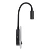 GloboStar® GOOSE 60883 Μοντέρνο Φωτιστικό Τοίχου - Απλίκα Ξενοδοχείου Bed Side LED 6W 600lm 36° & 360° AC 220-240V - Reading Light & 360° Κρυφός Φωτισμός - Φορτιστής USB 3A - Μ15.5 x Π15 x Υ30.5cm - Φυσικό Λευκό 4500K - Μαύρο - 3 Xρόνια Εγγύηση
