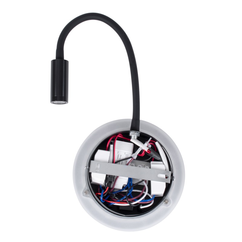 GloboStar® GOOSE 60883 Μοντέρνο Φωτιστικό Τοίχου - Απλίκα Ξενοδοχείου Bed Side LED 6W 600lm 36° & 360° AC 220-240V - Reading Light & 360° Κρυφός Φωτισμός - Φορτιστής USB 3A - Μ15.5 x Π15 x Υ30.5cm - Φυσικό Λευκό 4500K - Μαύρο - 3 Xρόνια Εγγύηση