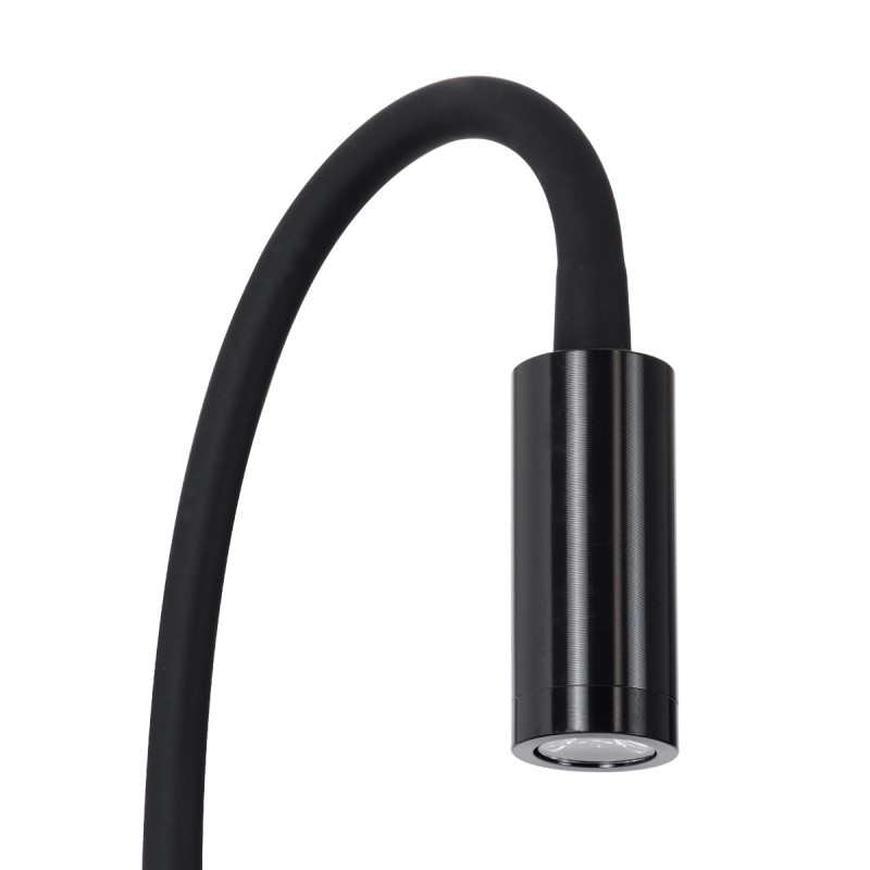 GloboStar® GOOSE 60883 Μοντέρνο Φωτιστικό Τοίχου - Απλίκα Ξενοδοχείου Bed Side LED 6W 600lm 36° & 360° AC 220-240V - Reading Light & 360° Κρυφός Φωτισμός - Φορτιστής USB 3A - Μ15.5 x Π15 x Υ30.5cm - Φυσικό Λευκό 4500K - Μαύρο - 3 Xρόνια Εγγύηση