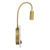 GloboStar® GOOSE 60885 Μοντέρνο Φωτιστικό Τοίχου - Απλίκα Ξενοδοχείου Bed Side LED 6W 600lm 36° & 360° AC 220-240V - Reading Light & 360° Κρυφός Φωτισμός - Φορτιστής USB 3A - Μ15.5 x Π15 x Υ30.5cm - Φυσικό Λευκό 4500K - Χρυσό Βούρτσας - 3 Xρόνια Ε