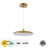 GloboStar® BARON 60886 Κρεμαστή Πλαφονιέρα Οροφής LED CCT 12W 1440lm 120° AC 220-240V - Εναλλαγή Φωτισμού μέσω Διακόπτη On/Off All In One Ψυχρό 6000k+Φυσικό 4500k+Θερμό 2700k Φ25 x Υ8cm - Χρυσό Πλατίνα - 3 Years Warranty