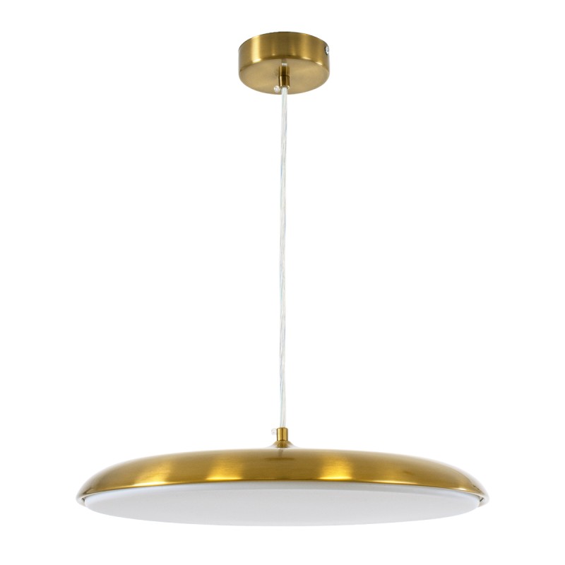 GloboStar® BARON 60887 Κρεμαστή Πλαφονιέρα Οροφής LED CCT 24W 2880lm 120° AC 220-240V - Εναλλαγή Φωτισμού μέσω Διακόπτη On/Off All In One Ψυχρό 6000k+Φυσικό 4500k+Θερμό 2700k Φ40 x Υ10cm - Χρυσό Πλατίνα - 3 Years Warranty