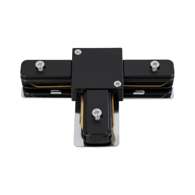 GloboStar® 2L-EUROTRACK 60907 Αντάπτορας Τ(Ταφ) - Μονοφασικός 2 Καλωδίων για όλες τις Ράγες EUROTRACK AC 220-240V IP20 Μ10.7 x Π7 x Υ1.5cm - EUROTRACK® System 1L+1N - Θερμοπλαστικό - Μαύρο - 5 Χρόνια Εγγύηση