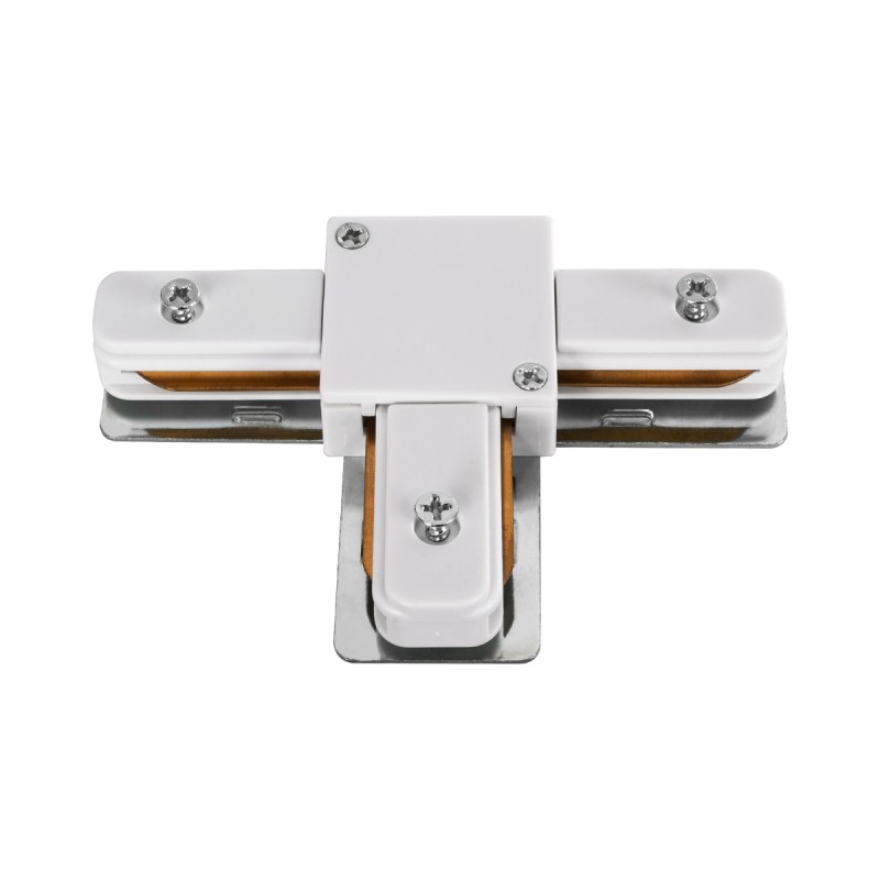 GloboStar® 2L-EUROTRACK 60908 Αντάπτορας Τ(Ταφ) - Μονοφασικός 2 Καλωδίων για όλες τις Ράγες EUROTRACK AC 220-240V IP20 Μ10.7 x Π7 x Υ1.5cm - EUROTRACK® System 1L+1N - Θερμοπλαστικό - Λευκό - 5 Χρόνια Εγγύηση