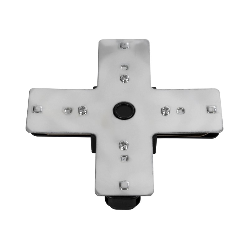 GloboStar® 2L-EUROTRACK 60909 Αντάπτορας +(Σταυρός) - Μονοφασικός 2 Καλωδίων για όλες τις Ράγες EUROTRACK AC 220-240V IP20 Μ10.7 x Π10.7 x Υ1.5cm - EUROTRACK® System 1L+1N - Θερμοπλαστικό - Μαύρο - 5 Χρόνια Εγγύηση