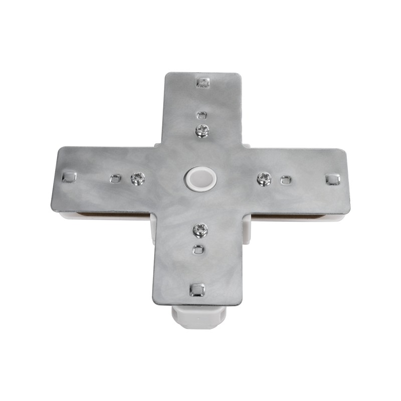 GloboStar® 2L-EUROTRACK 60910 Αντάπτορας +(Σταυρός) - Μονοφασικός 2 Καλωδίων για όλες τις Ράγες EUROTRACK AC 220-240V IP20 Μ10.7 x Π10.7 x Υ1.5cm - EUROTRACK® System 1L+1N - Θερμοπλαστικό - Λευκό - 5 Χρόνια Εγγύηση