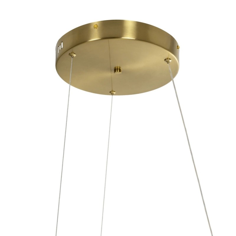 GLOBOSTAR® DEXTER 60920 Μοντέρνο Κρεμαστό Φωτιστικό Οροφής LED 120W 13440lm 300° AC 220-240V IP20 Ρυθμιζόμενο Λευκό CCT με Χειριστήριο από 2700K έως 6000K Dimmable - Lumileds SMD Chip - Χρυσό Βούρτσας - Μ103 x Π103 x Υ30cm - 3 Χρόνια Εγγύηση