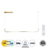 GLOBOSTAR® LINARIA 60923 Μοντέρνο Κρεμαστό Φωτιστικό Οροφής LED 36W 4150lm 180° AC 220-240V IP20 Ρυθμιζόμενο Λευκό CCT με Χειριστήριο από 2700K έως 6000K Dimmable - Lumileds SMD Chip - Χρυσό Βούρτσας - Μ120 x Π2 x Υ10cm - 3 Χρόνια Εγγύηση