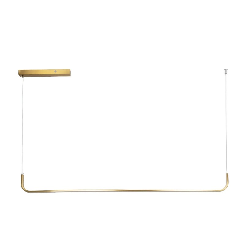 GLOBOSTAR® LINARIA 60923 Μοντέρνο Κρεμαστό Φωτιστικό Οροφής LED 36W 4150lm 180° AC 220-240V IP20 Ρυθμιζόμενο Λευκό CCT με Χειριστήριο από 2700K έως 6000K Dimmable - Lumileds SMD Chip - Χρυσό Βούρτσας - Μ120 x Π2 x Υ10cm - 3 Χρόνια Εγγύηση