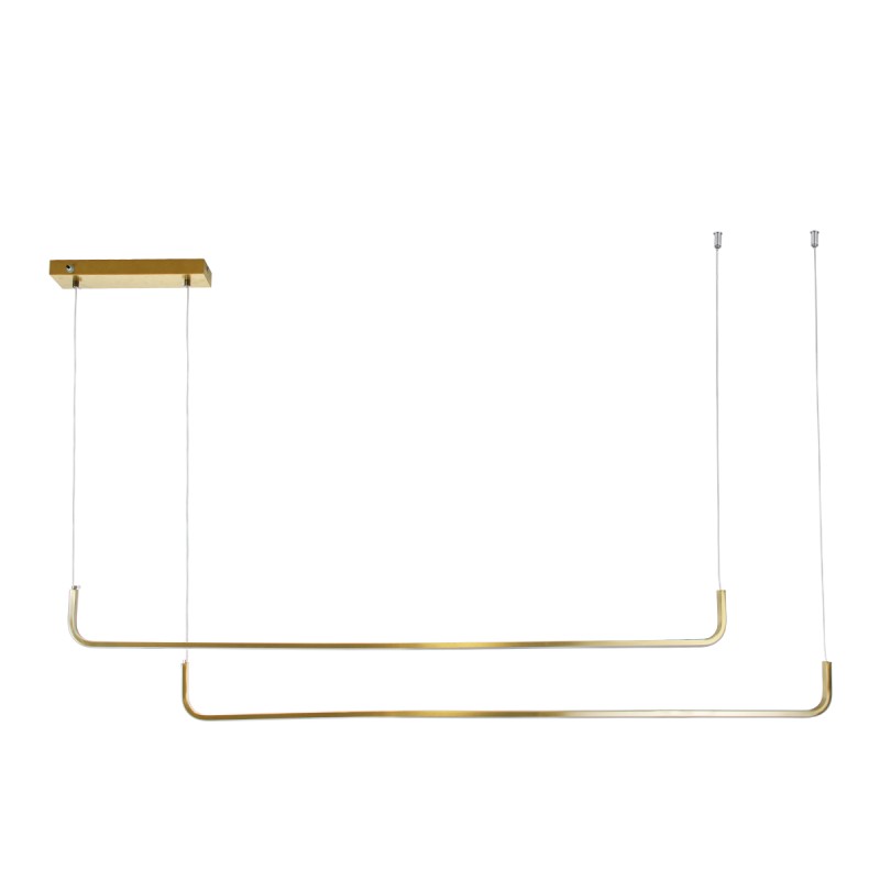 GLOBOSTAR® LINARIA DUO 60926 Μοντέρνο Κρεμαστό Φωτιστικό Οροφής LED 72W 8300lm 200° AC 220-240V IP20 Ρυθμιζόμενο Λευκό CCT με Χειριστήριο από 2700K έως 6000K Dimmable - Lumileds SMD Chip - Χρυσό Βούρτσας - Μ220 x Π4 x Υ25cm - 3 Χρόνια Εγγύηση